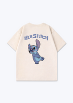 Her Stitch Oversized Shirt - Beige Back (Designed)