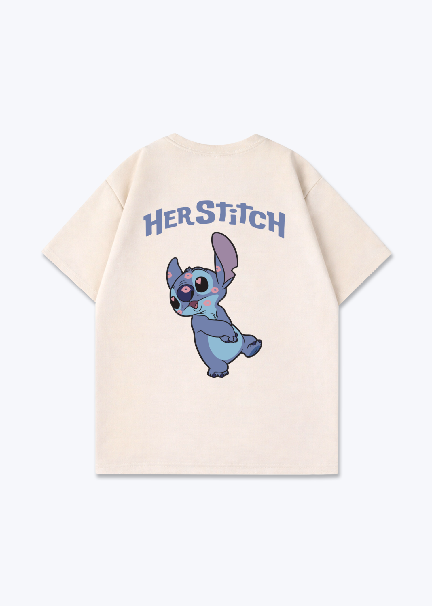 Her Stitch Oversized Shirt - Beige Back (Designed)