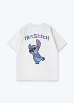 Her Stitch Oversized Shirt - White Back (Designed)