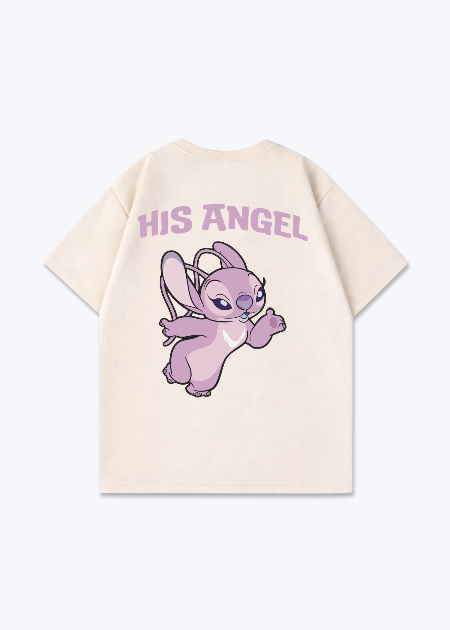 His Angel Oversized Shirt - Beige Back (Designed)