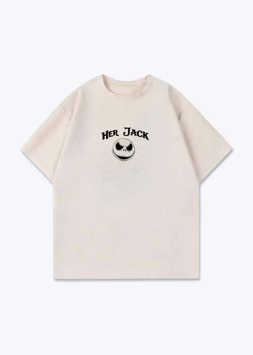 Her Jack Oversized Shirt - Beige Front (Designed)