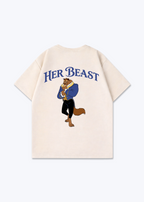 Her Beast Oversized Shirt - Beige Back (Designed)