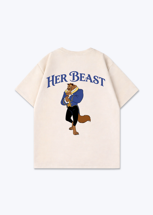 Her Beast Oversized Shirt - Beige Back (Designed)
