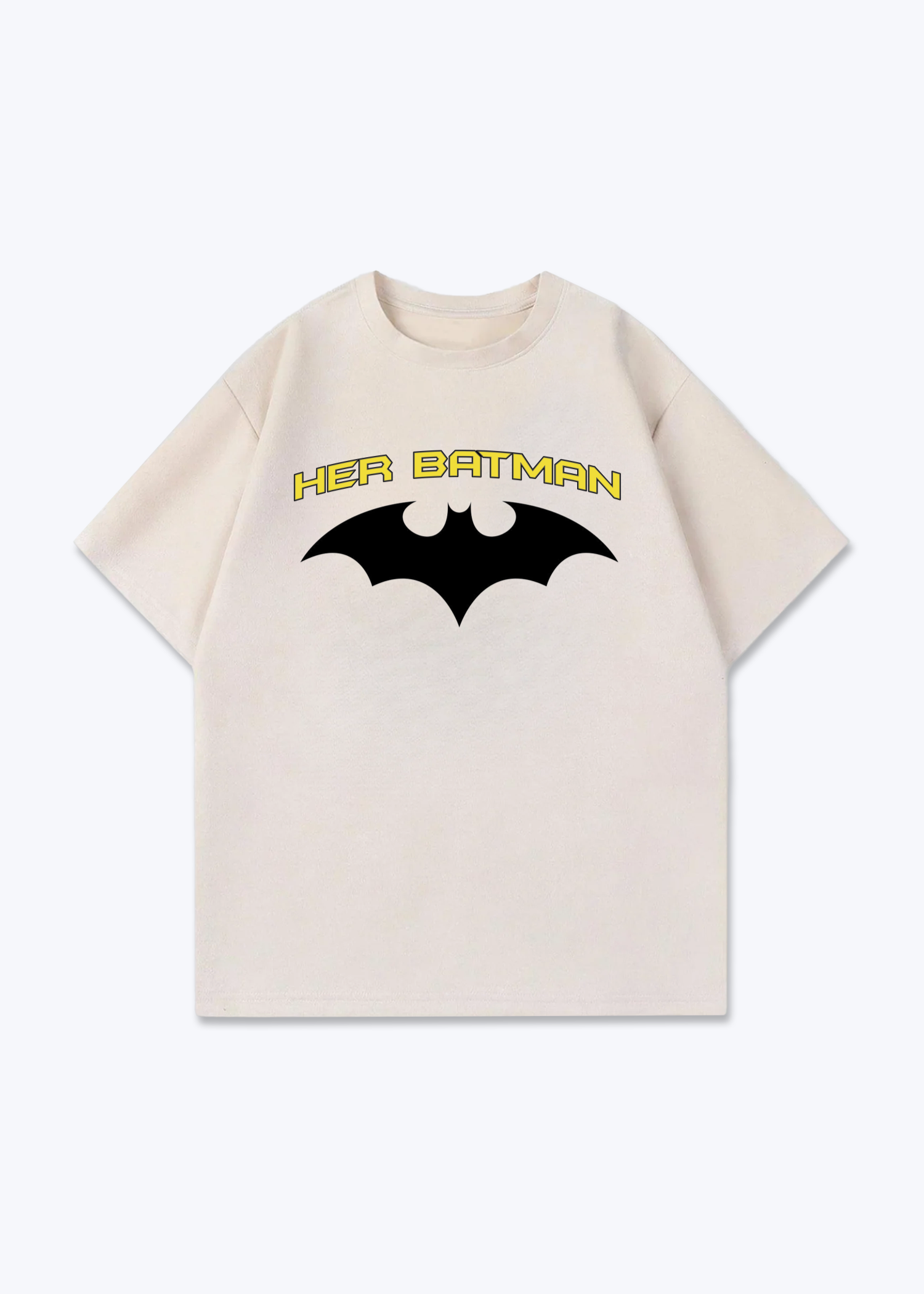 Her Batman Oversized Shirt - Beige Front (Designed)