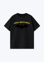 Her Batman Oversized Shirt - Black Front (Designed)