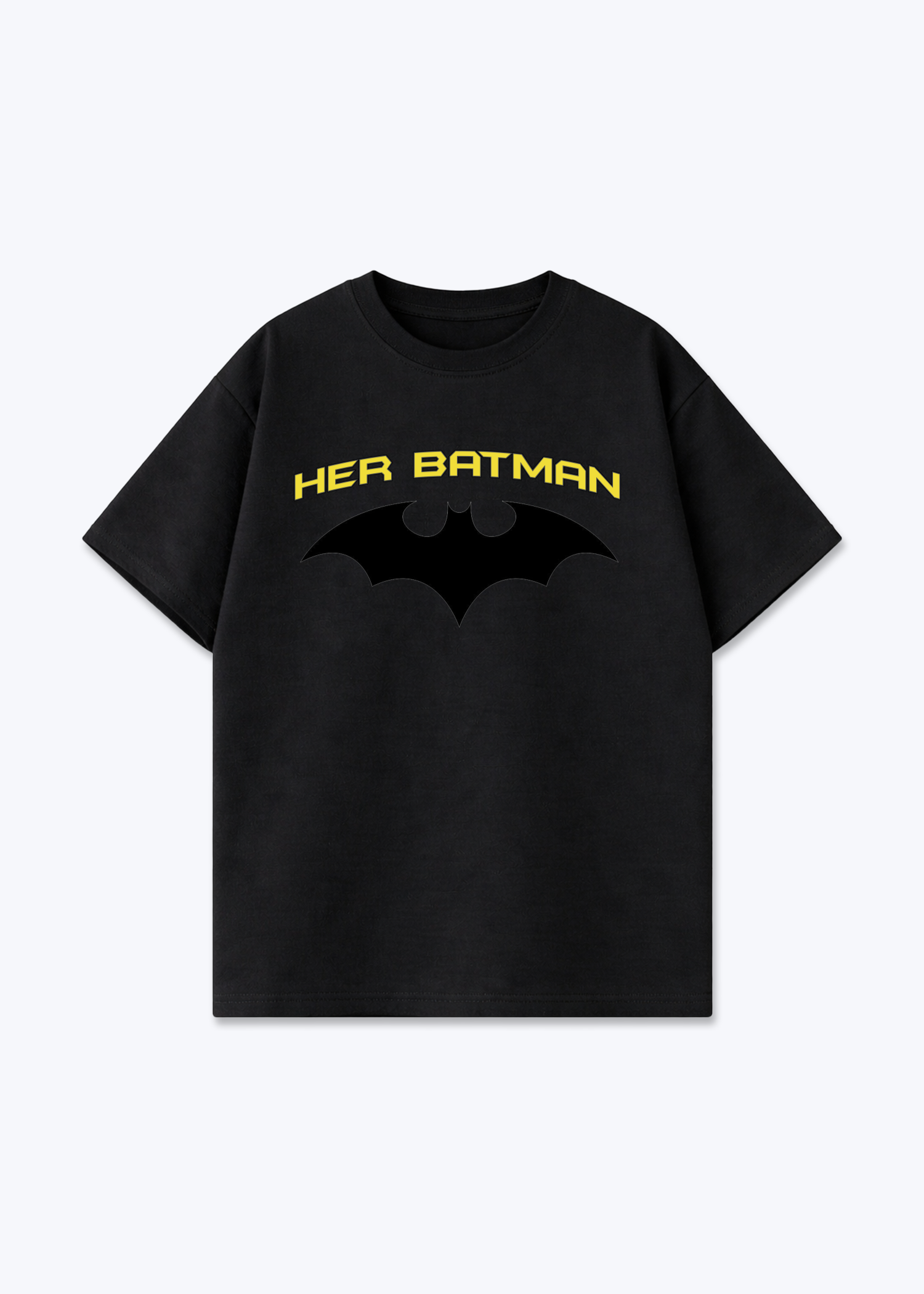 Her Batman Oversized Shirt - Black Front (Designed)