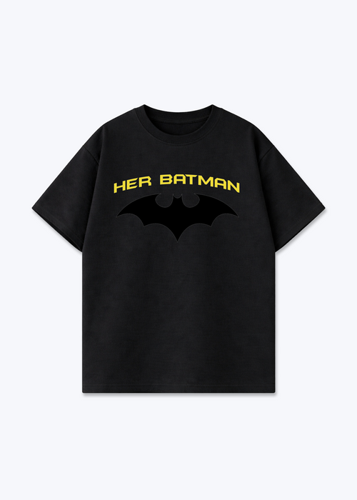 Her Batman Oversized Shirt - Black Front (Designed)