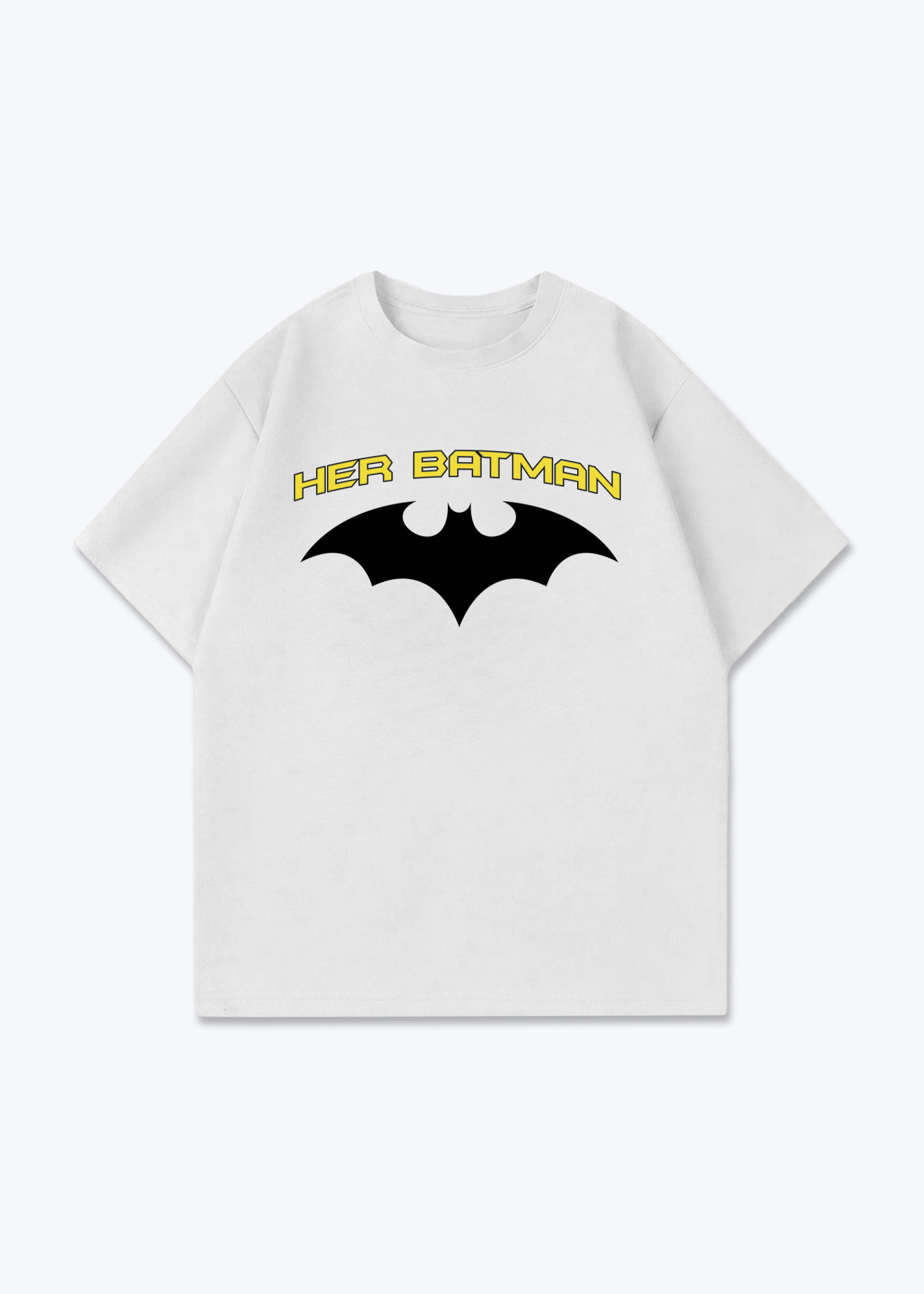 Her Batman Oversized Shirt - White Front (Designed)