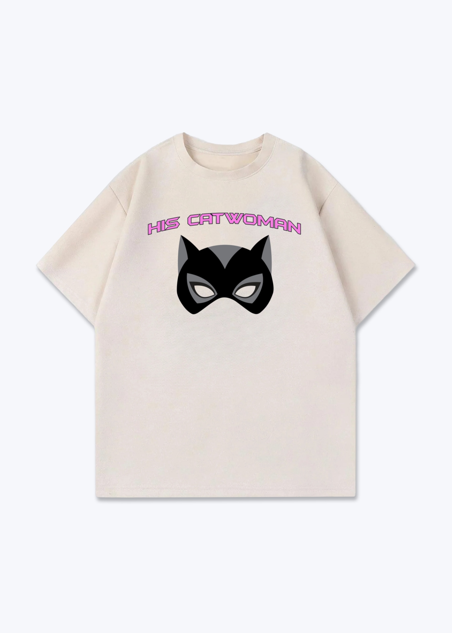 His Catwoman Oversized Shirt - Beige Front (Designed)