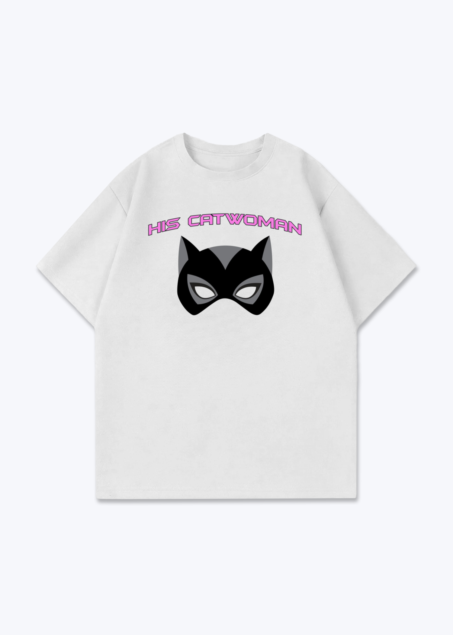 His Catwoman Oversized Shirt - White Front (Designed)