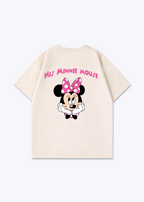 His Minnie Mouse Oversized Shirt - Beige Back (Designed)