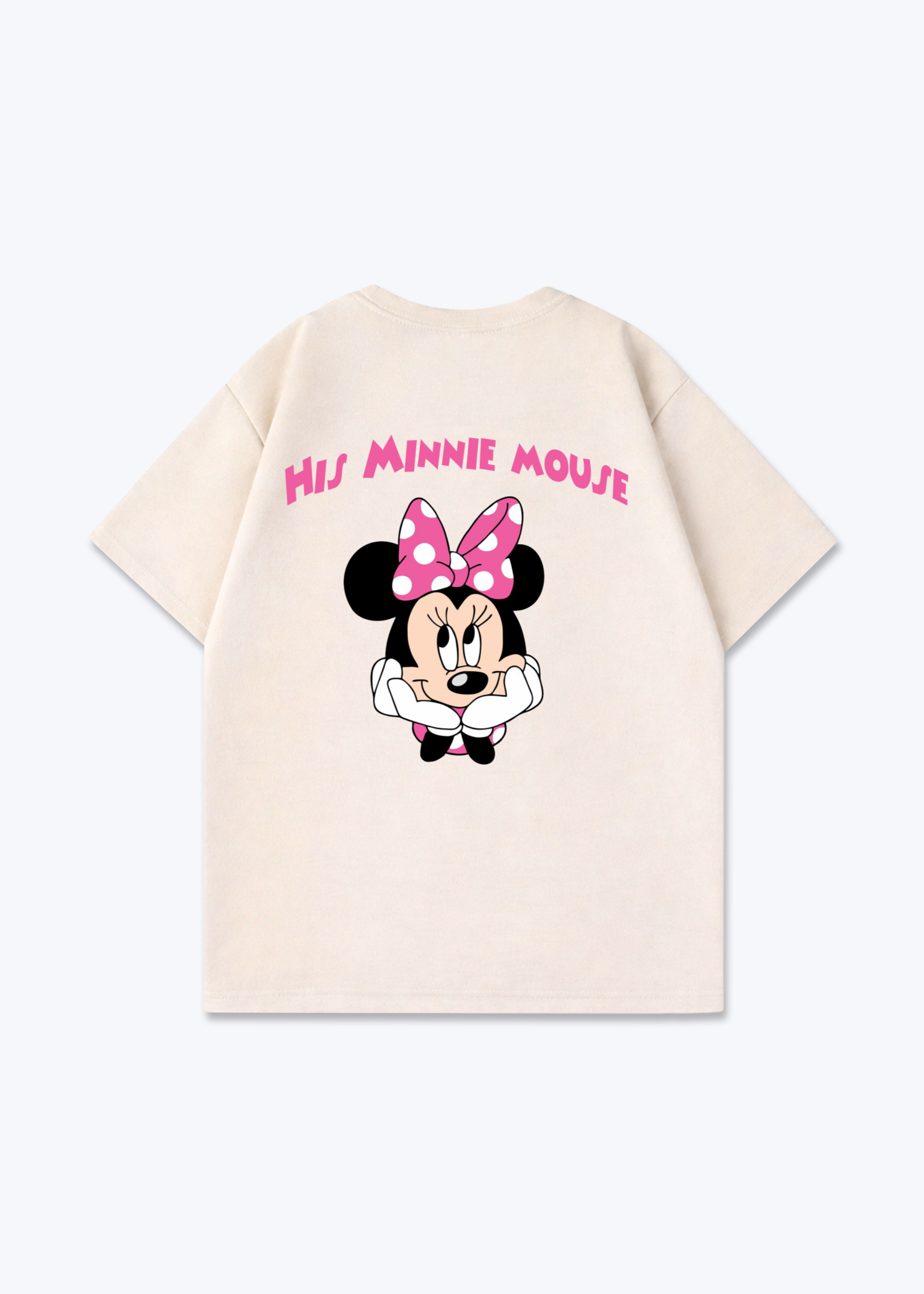 His Minnie Mouse Oversized Shirt - Beige Back (Designed)