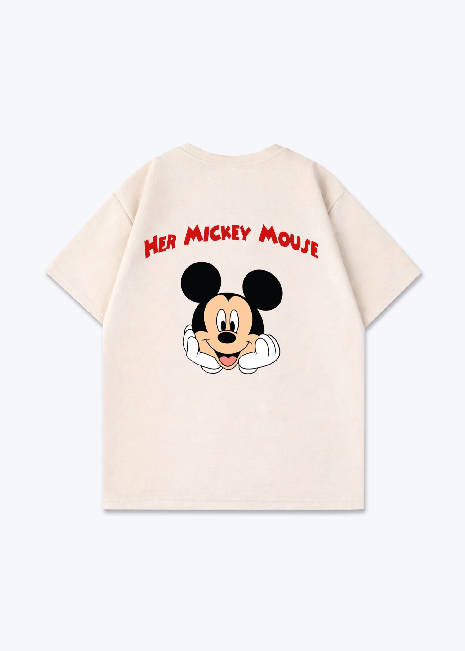Her Mickey Mouse Oversized Shirt - Beige Back (Designed)