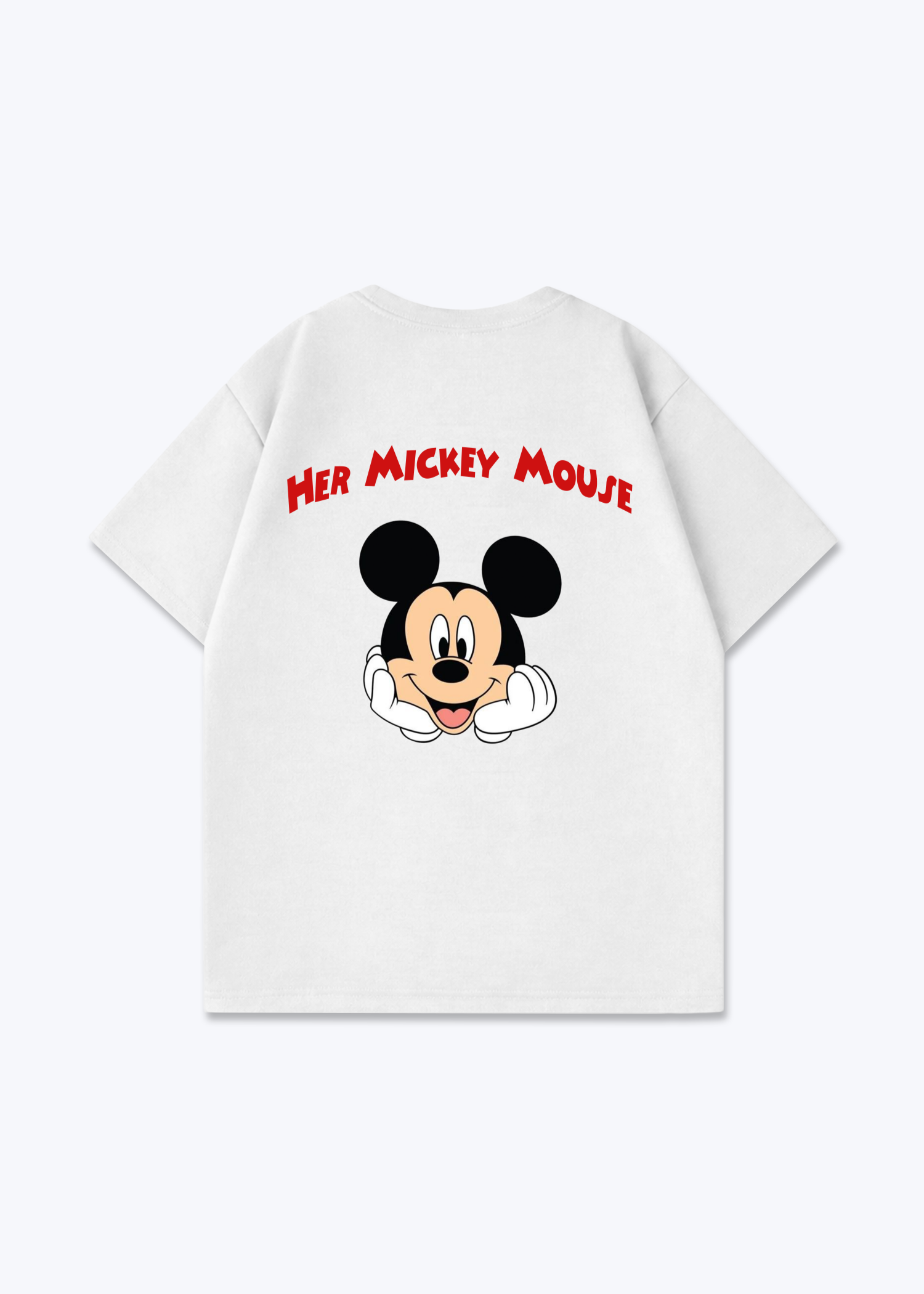Her Mickey Mouse Oversized Shirt - White Back (Designed)