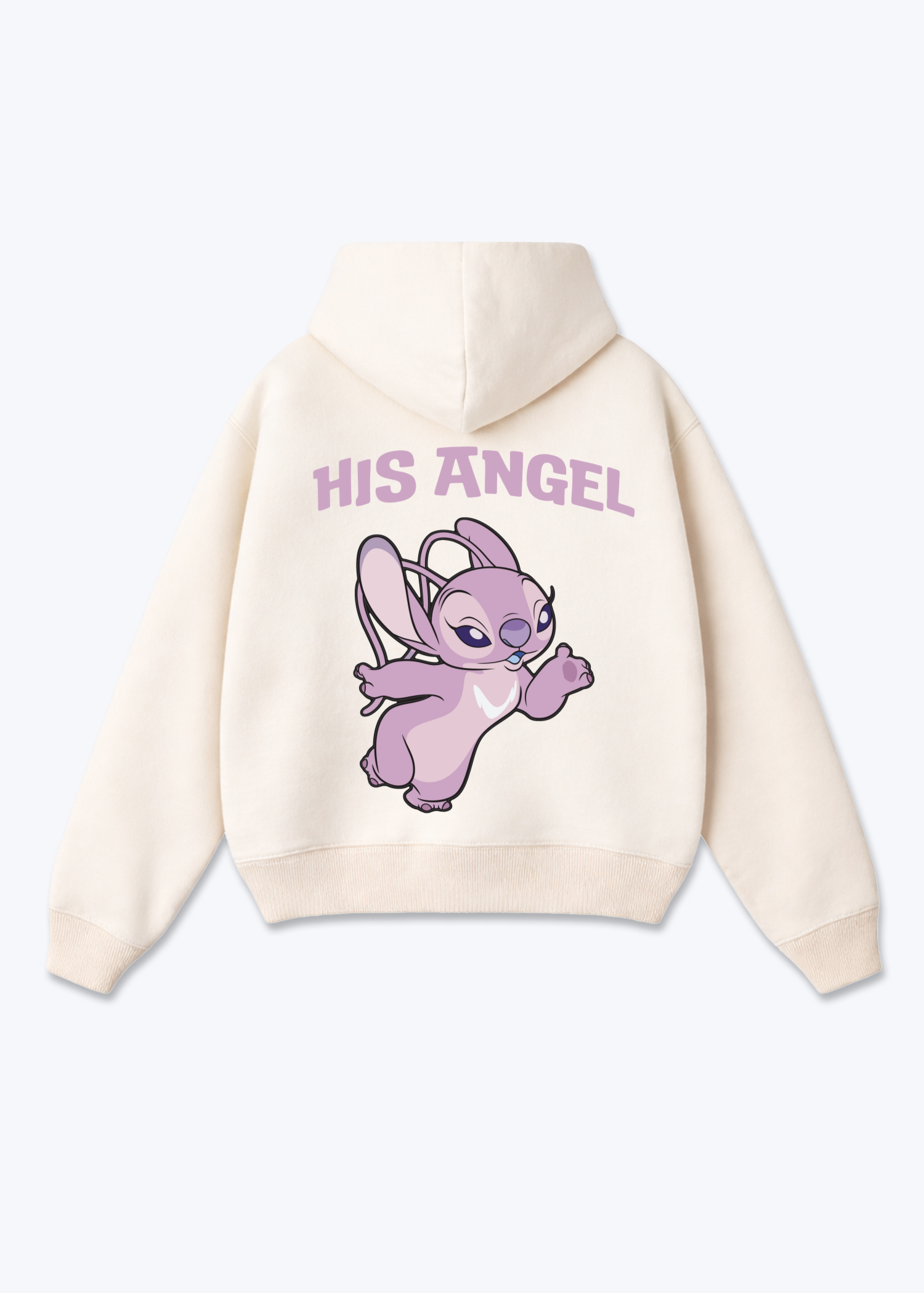 His Angel Oversized Hoodie - Beige Back (Designed)