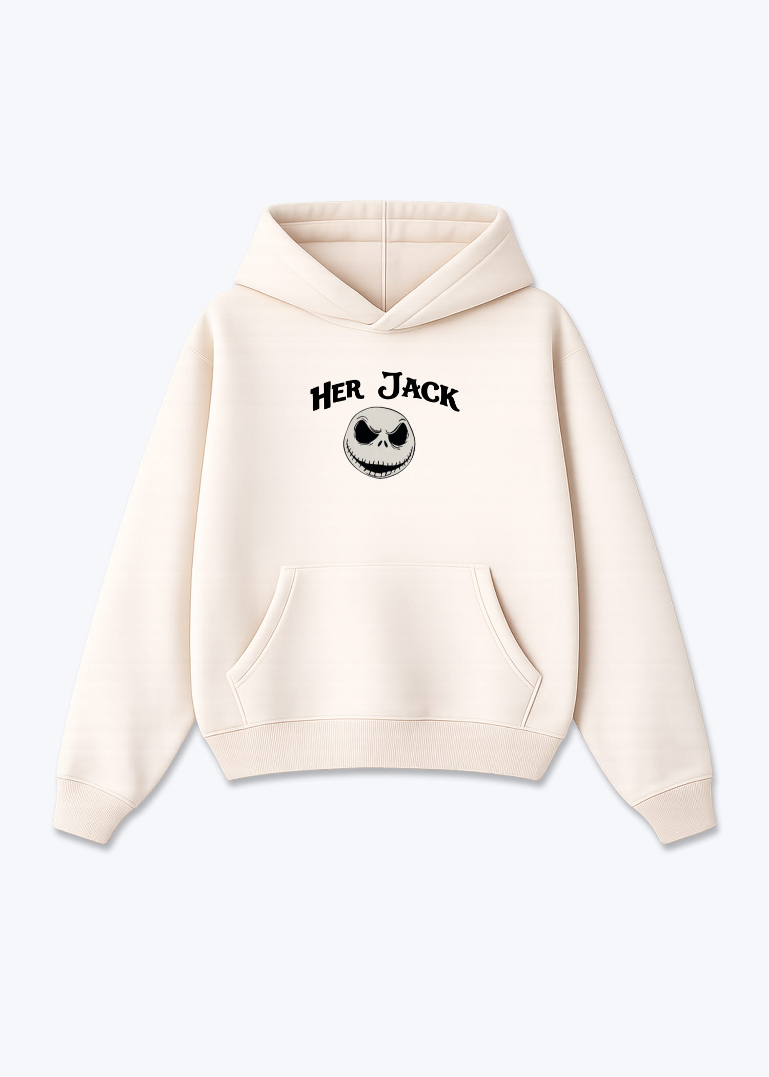Her Jack Oversized Hoodie - Beige Front (Designed)