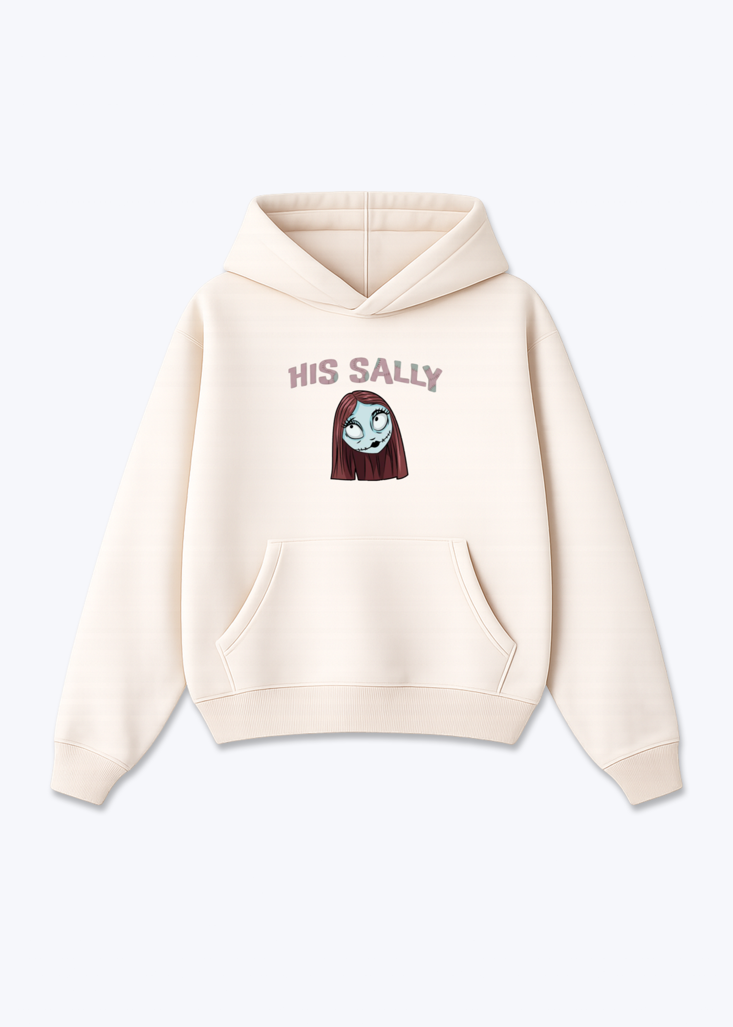 His Sally Oversized Hoodie - Beige Front (Designed)