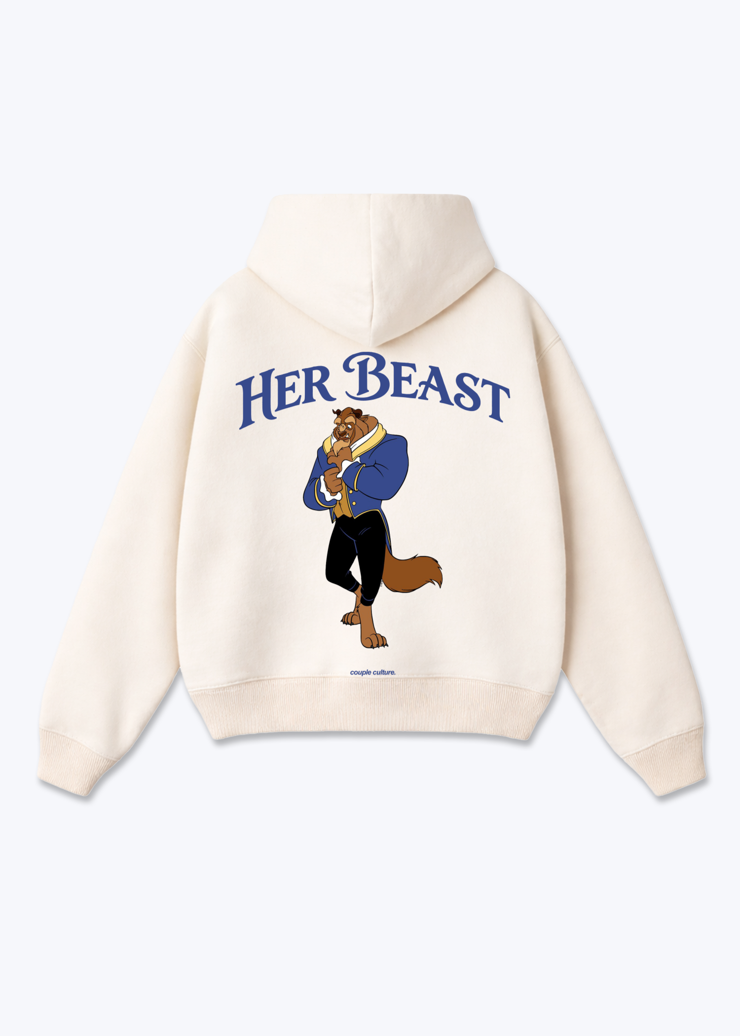 Her Beast Oversized Hoodie - Beige Back (Designed)