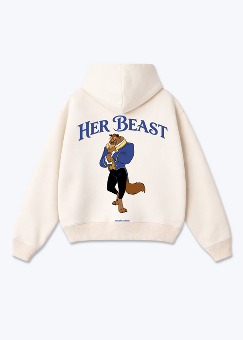 Her Beast Oversized Hoodie - Beige Back (Designed)