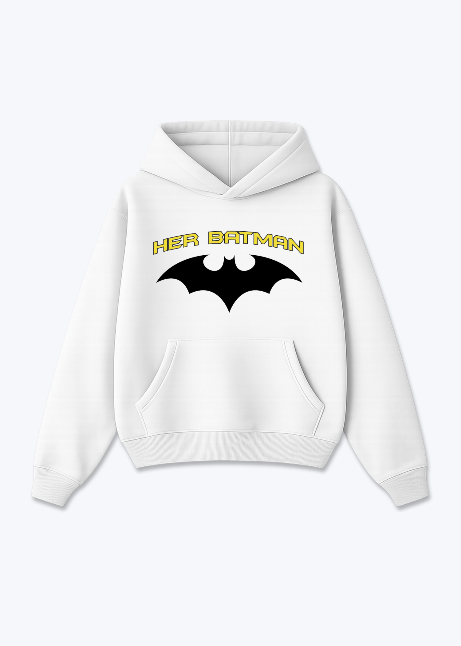Her Batman Oversized Hoodie - White Front (Designed)
