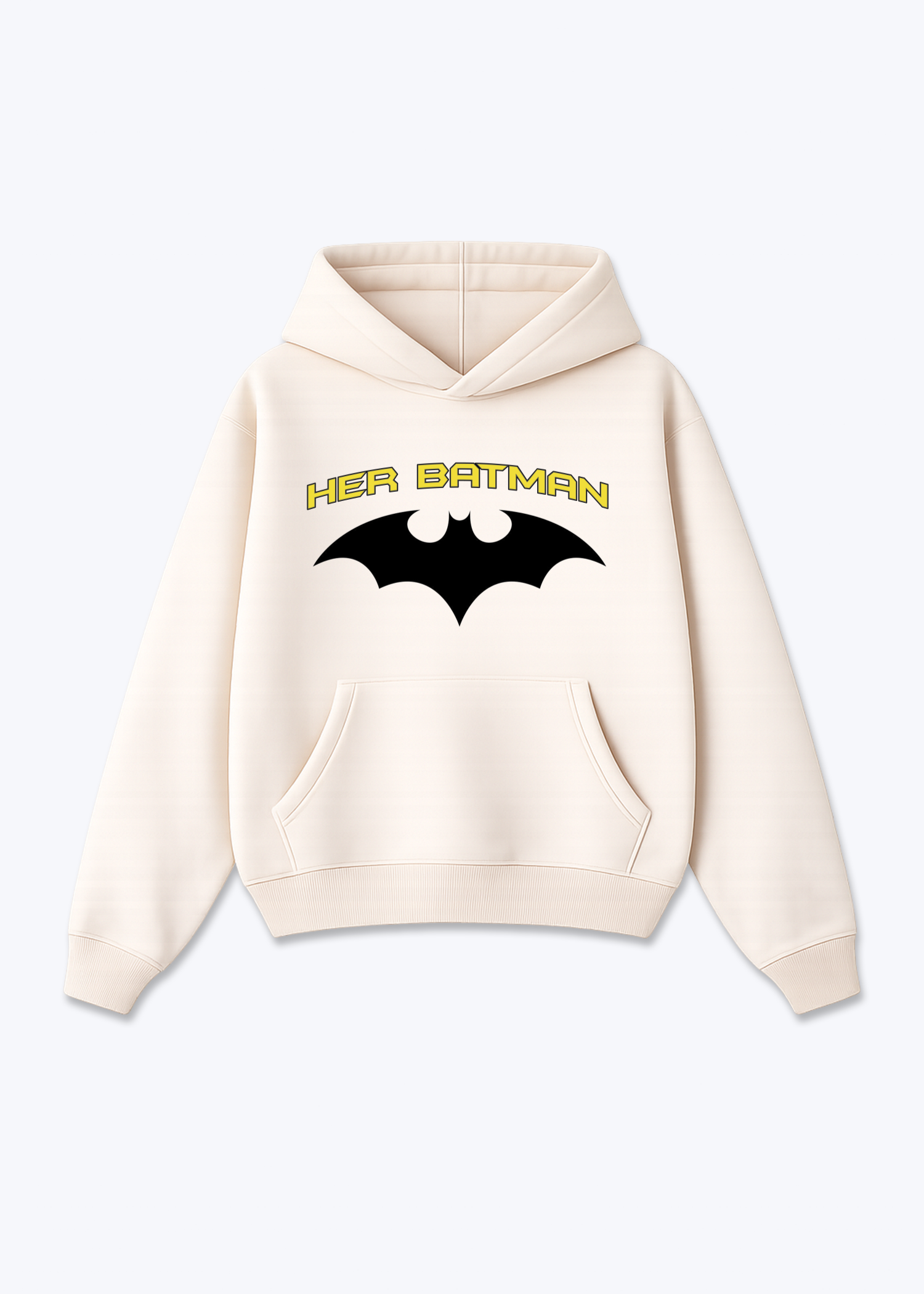Her Batman Oversized Hoodie - Beige Front (Designed)
