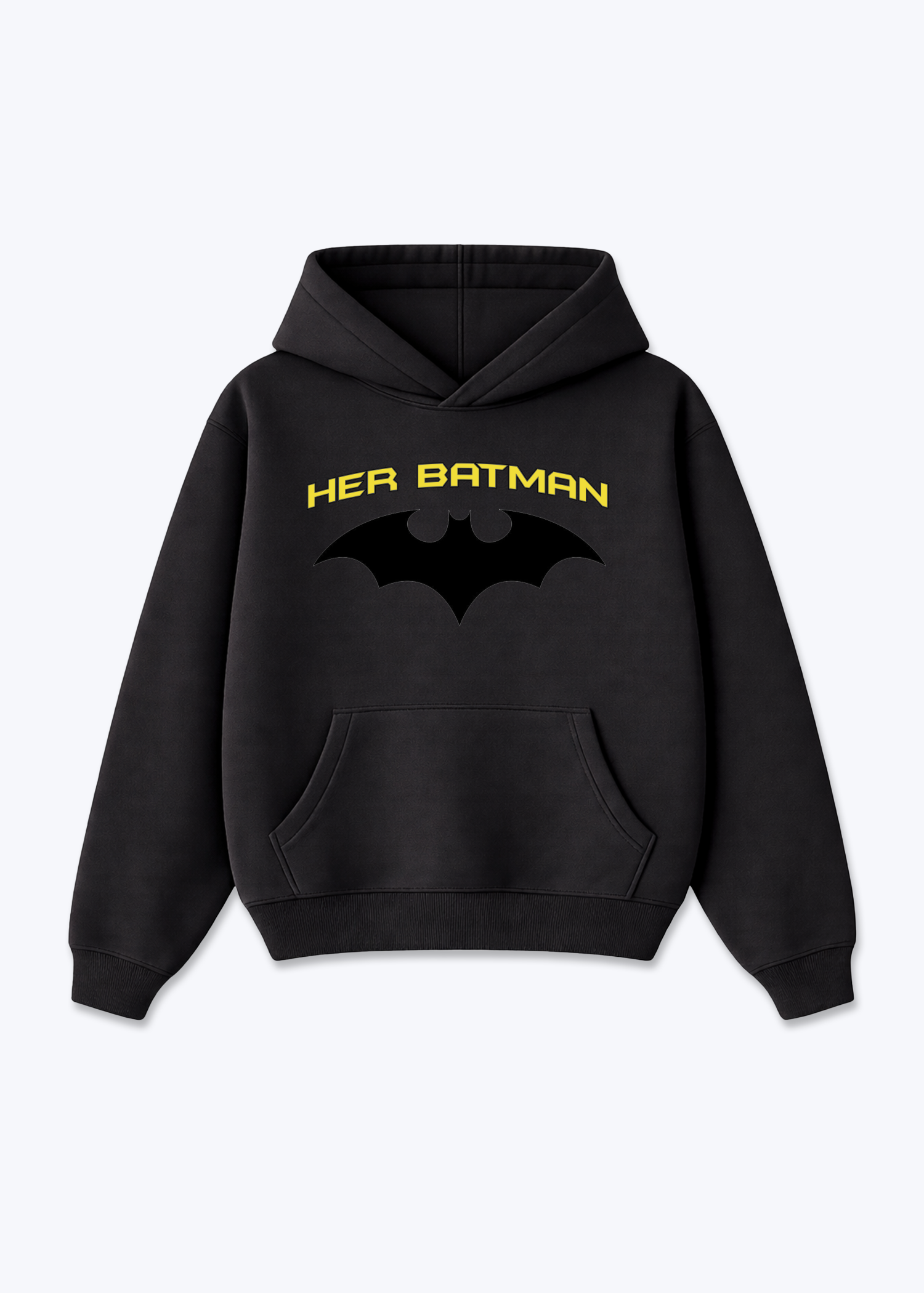 Her Batman Oversized Hoodie - Black Front (Designed)