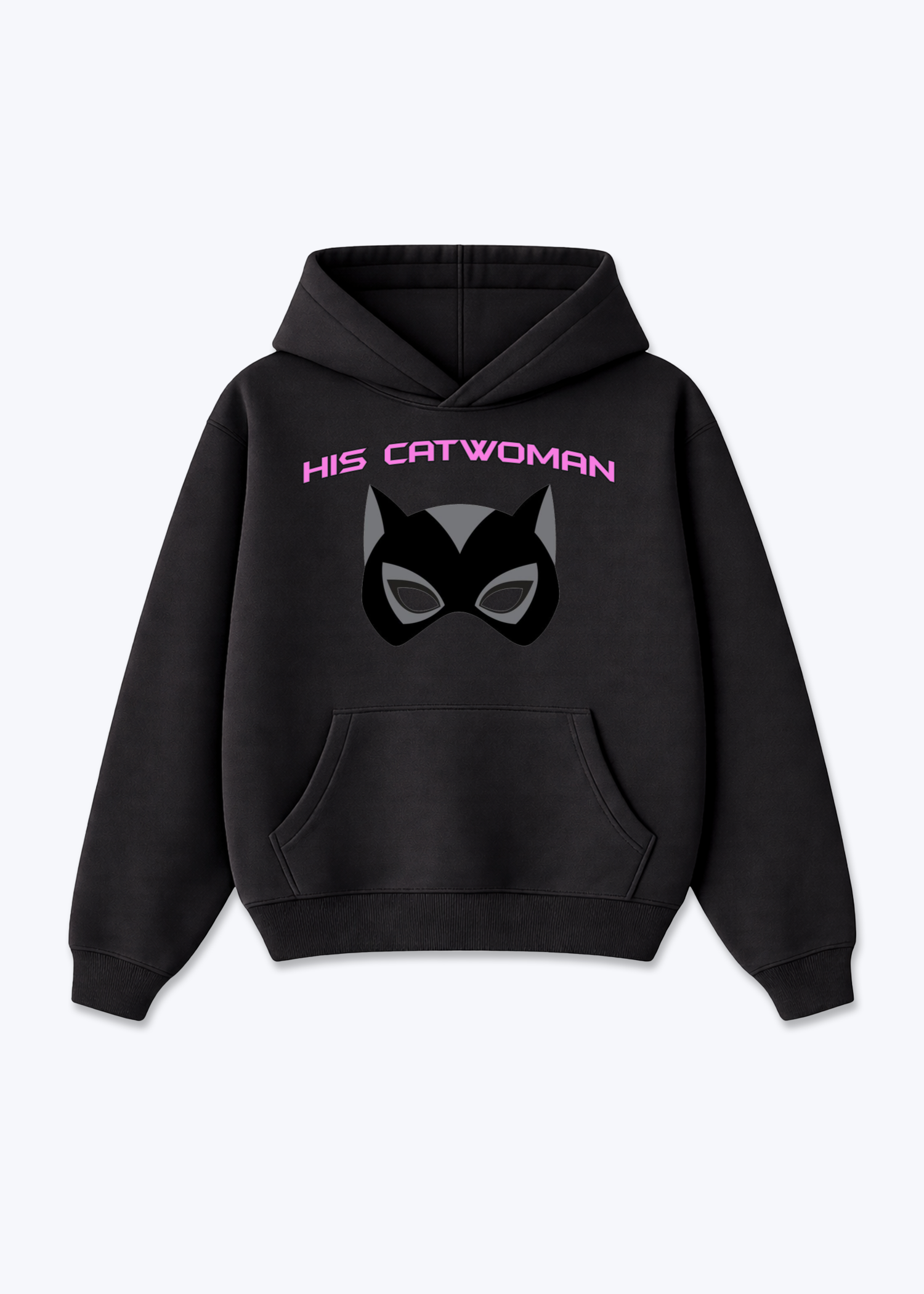 His Catwoman Oversized Hoodie - Black Front (Designed)