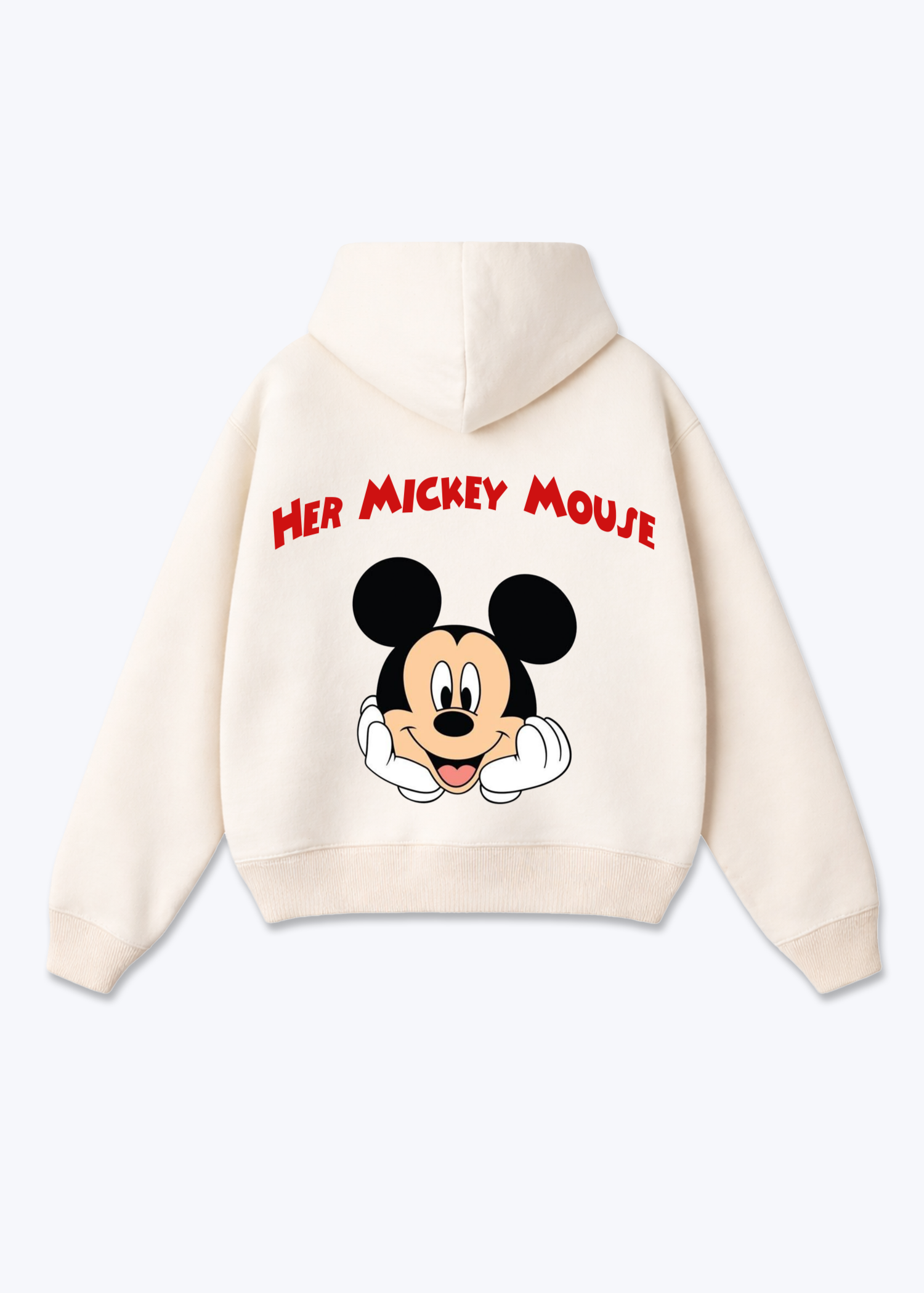 Her Mickey Mouse Oversized Hoodie - Beige Back (Designed)