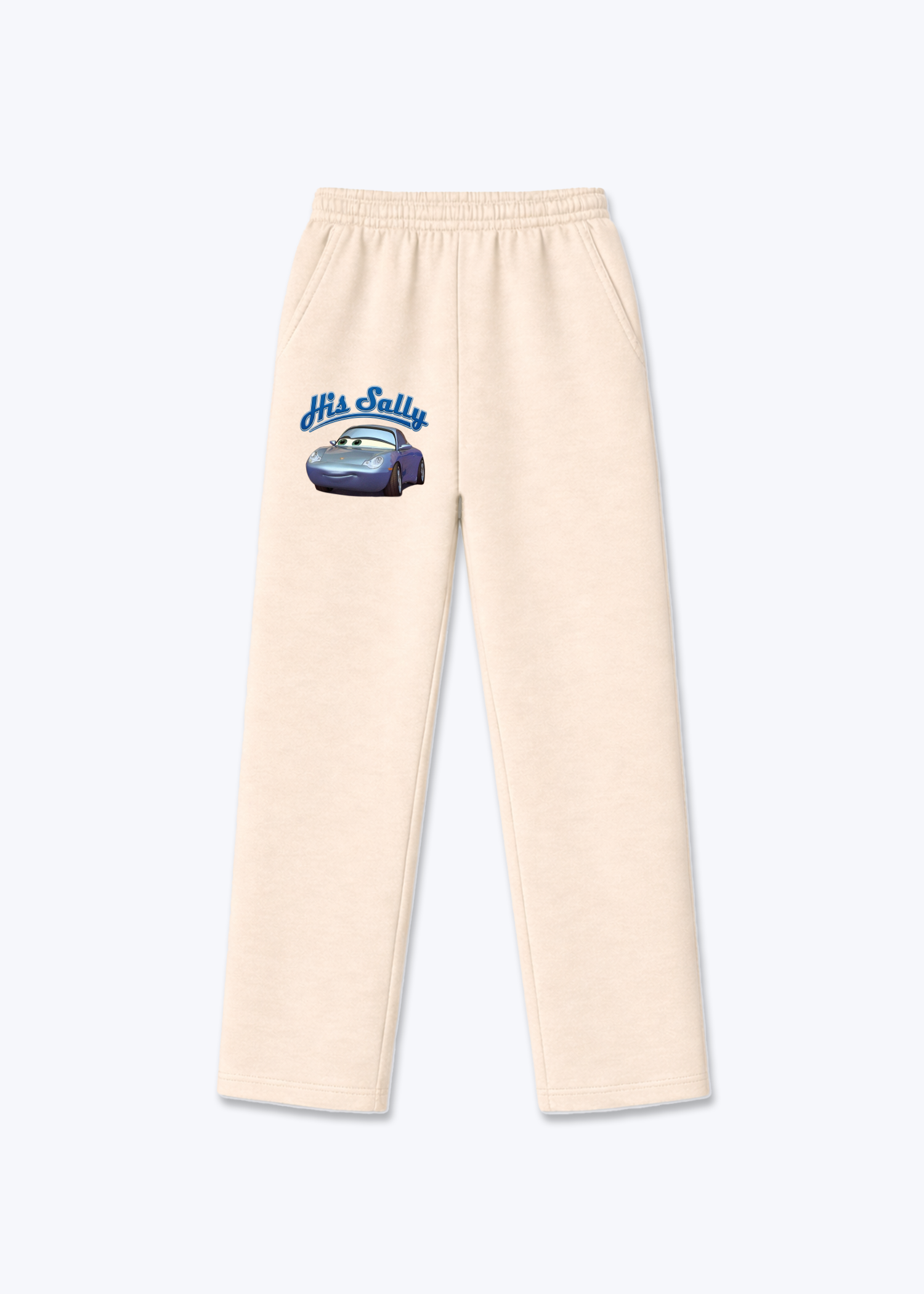 His Sally Trackpants Open leg jogger - Beige Front (Designed)
